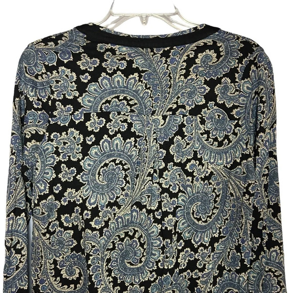 Lucky Brand shirt paisley print v-neck blue black size xs - Picture 5 of 10